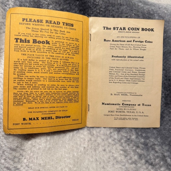 Vintage The Star Coin Book B. Max Mehl American & Foreign Coin Book Illustrated - Picture 3 of 4